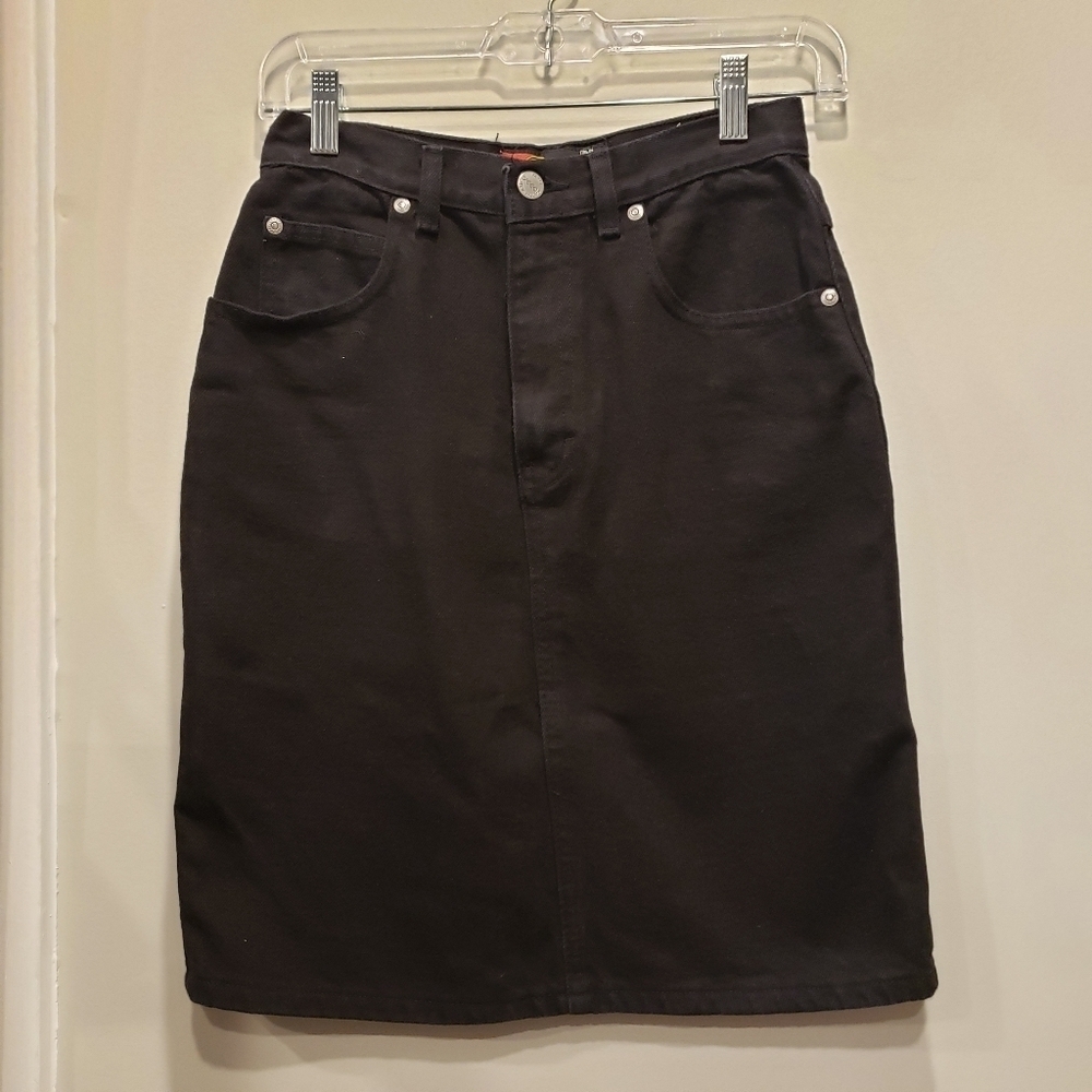 Sz 5 (Girls) Black Vintage Sasson Jean Denim Skirt 100% Cotton